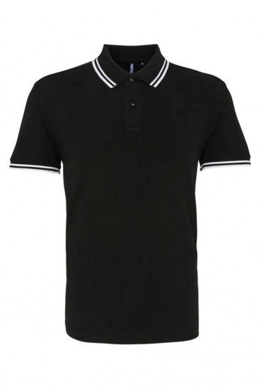 Asquith & Fox Classic Fit Tipped Polo Shirt, Black/White
