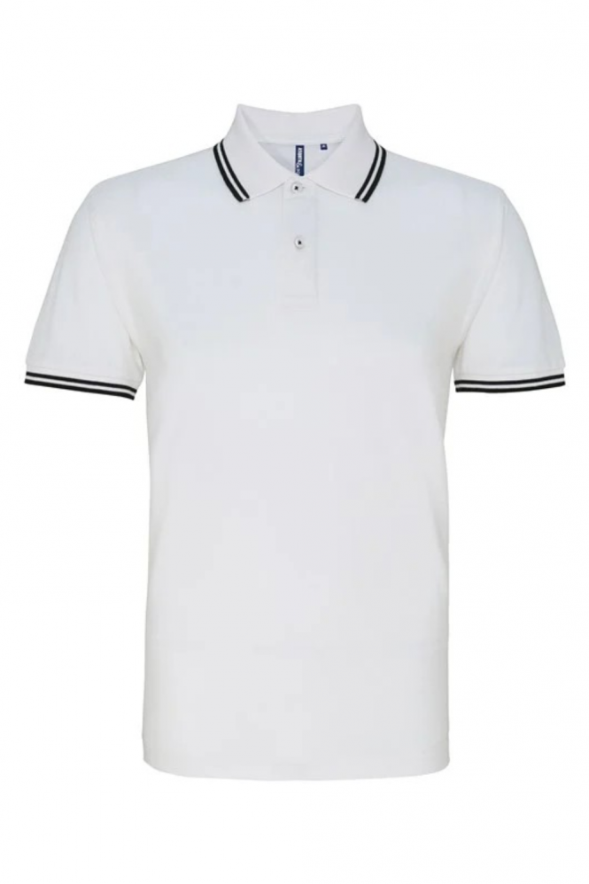 Asquith & Fox Classic Fit Tipped Polo Shirt, White/Black