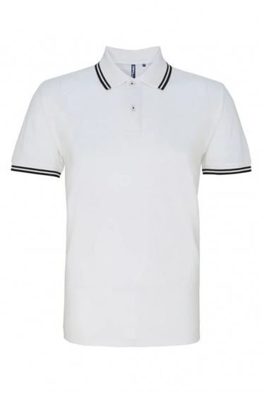 Asquith & Fox Classic Fit Tipped Polo Shirt, White/Black