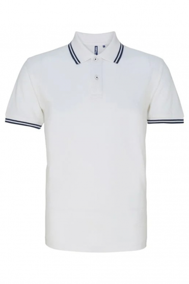 Asquith & Fox Classic Fit Tipped Polo Shirt, White/Navy