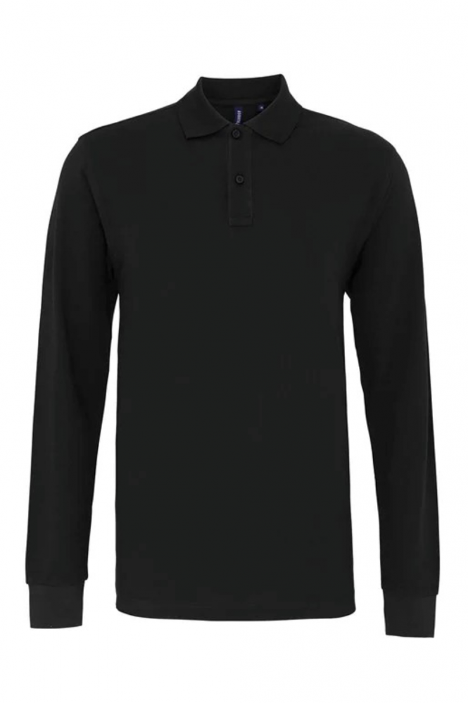 Asquith & Fox Men's Classic Fit Long Sleeve Polo Shirt, Black