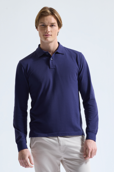 Asquith & Fox Men's Classic Fit Long Sleeve Polo Shirt, Navy