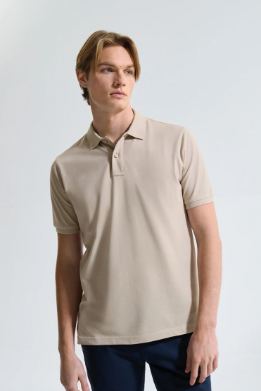 Asquith & Fox Men's Cotton Polo Shirt, Stone