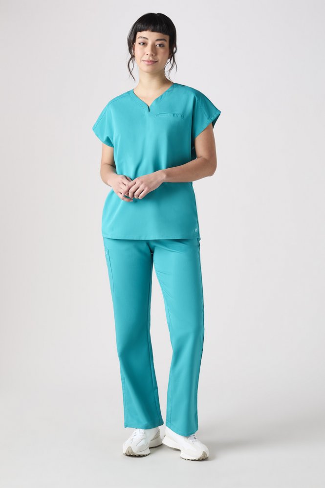 ATMOS Women's 3-Pocket V-neck Scrub Top, Teal