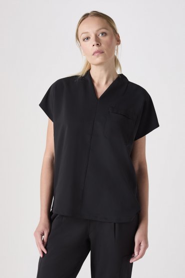 ATMOS Women's V-Neck Tuck-in Scrub Top, Black