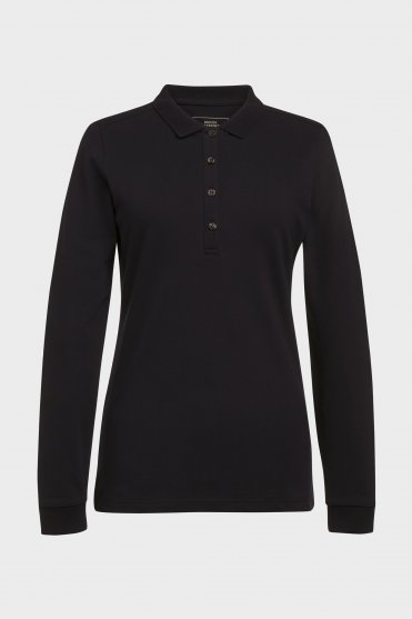 Brook Taverner Anna Women's Long Sleeve Polo Shirt, Black