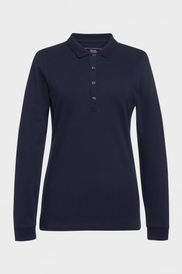 Brook Taverner Anna Women's Long Sleeve Polo Shirt, Navy