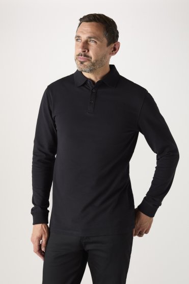Brook Taverner Frederick Men's Long Sleeve Polo Shirt, Black