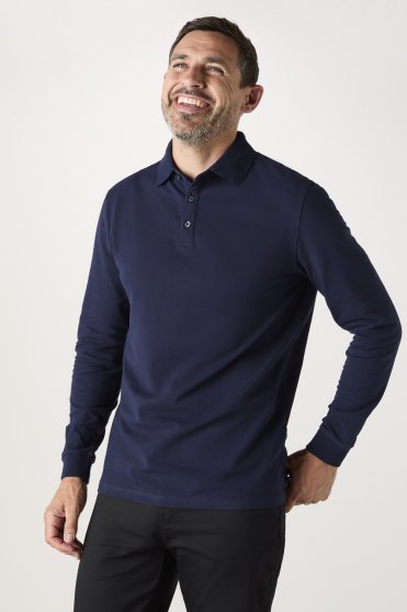Brook Taverner Frederick Men's Long Sleeve Polo Shirt, Navy