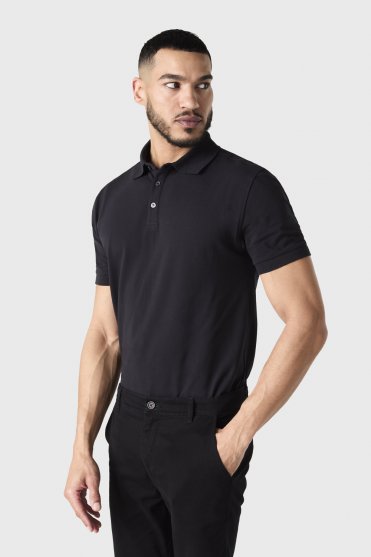 Brook Taverner Hampton Men's Short Sleeve Polo Shirt, Black