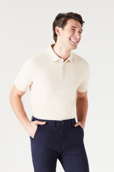 Brook Taverner Hampton Men's Short Sleeve Polo Shirt, Sand