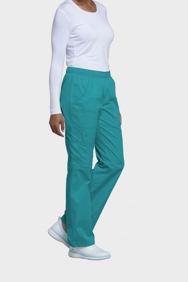 Cherokee Core Stretch Unisex Mid Rise Pull-on Cargo Scrub Trousers, Teal Blue