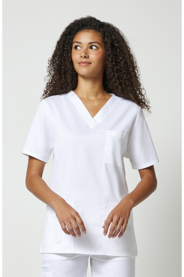 Cherokee Core Stretch Unisex V-Neck Scrub Top, White