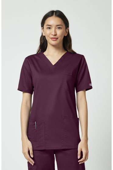 Cherokee Core Stretch Unisex V-Neck Scrub Top, Wine