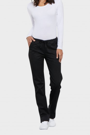 Cherokee Core Stretch Women's Mid Rise Drawstring Scrub Trousers, Black
