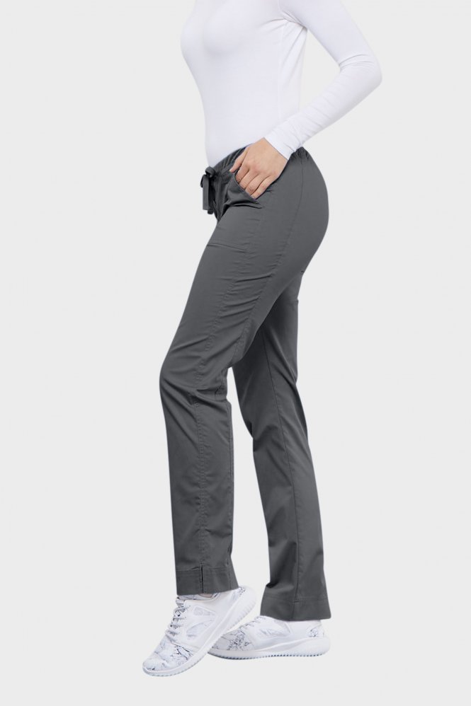 Cherokee Core Stretch Women's Mid Rise Drawstring Scrub Trousers, Pewter