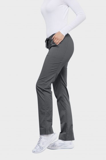 Cherokee Core Stretch Women's Mid Rise Drawstring Scrub Trousers, Pewter