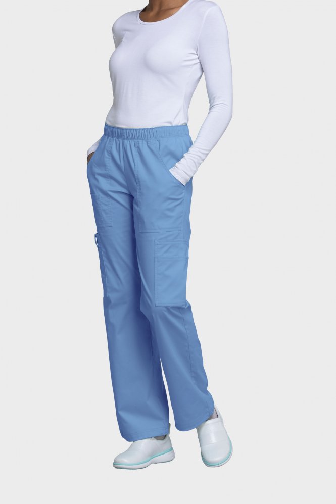 Cherokee Core Stretch Women's Mid Rise Pull-on Cargo Trouser Ciel Blue