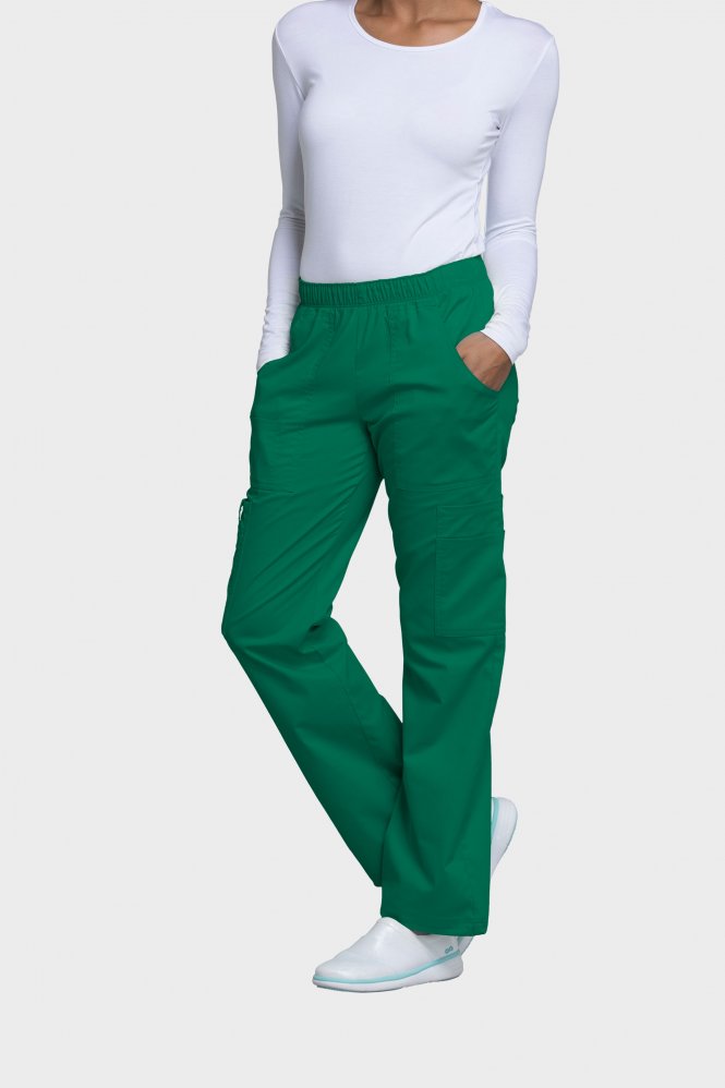 Cherokee Core Stretch Women's Mid Rise Pull-on Cargo Trouser Hunter Green