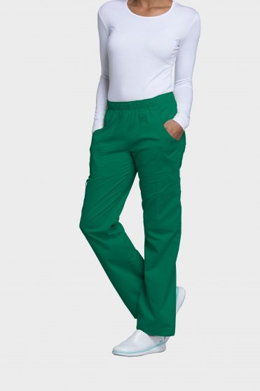 Cherokee Core Stretch Women's Mid Rise Pull-on Cargo Trouser Hunter Green