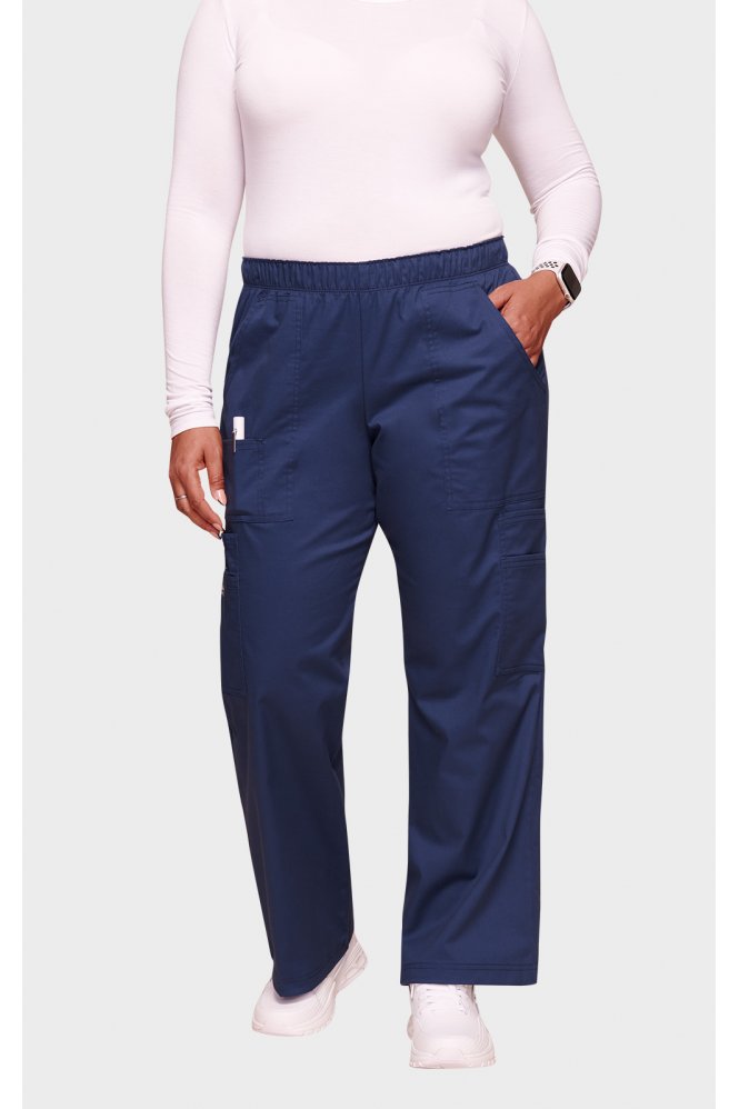 Cherokee Core Stretch Women's Mid Rise Pull-on Cargo Trouser, Navy