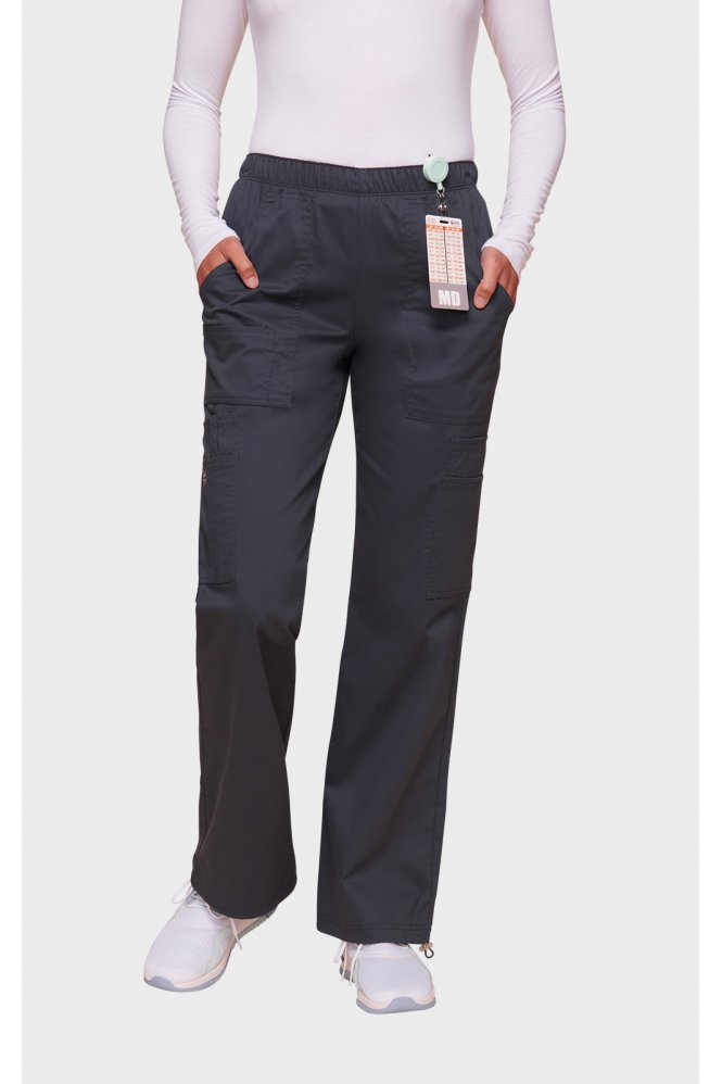 Cherokee Core Stretch Women's Mid Rise Pull-on Cargo Trouser, Pewter