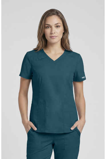 Cherokee Core Stretch Women's V-Neck Scrub Top, Caribbean Blue
