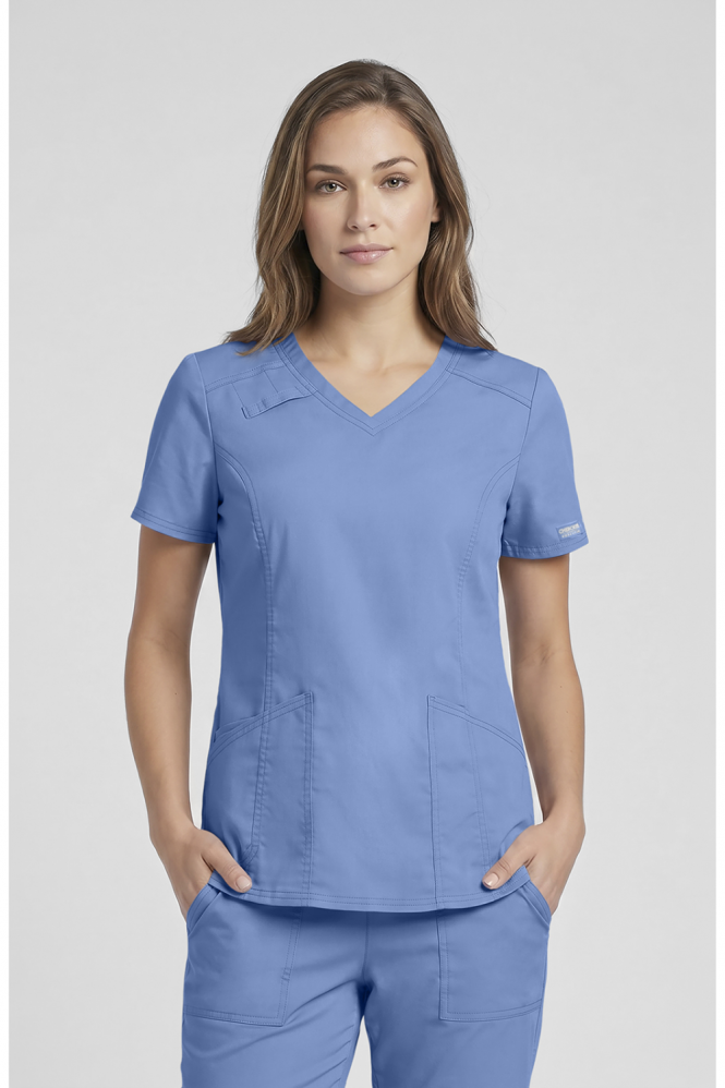 Cherokee Core Stretch Women's V-Neck Scrub Top, Ciel Blue