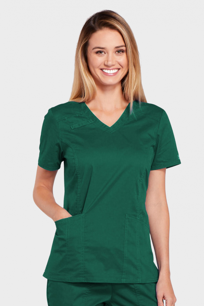 Cherokee Core Stretch Women's V-Neck Scrub Top, Hunter Green