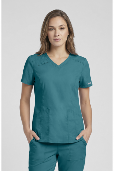 Cherokee Core Stretch Women's V-Neck Scrub Top, Teal Blue