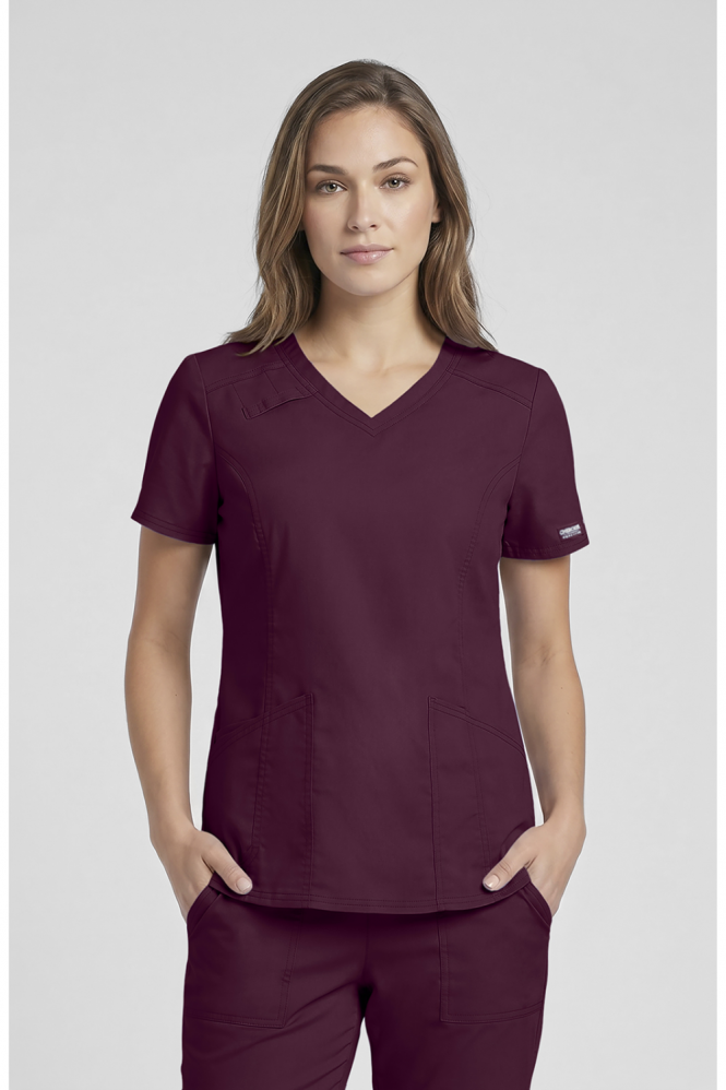 Cherokee Core Stretch Women's V-Neck Scrub Top, Wine