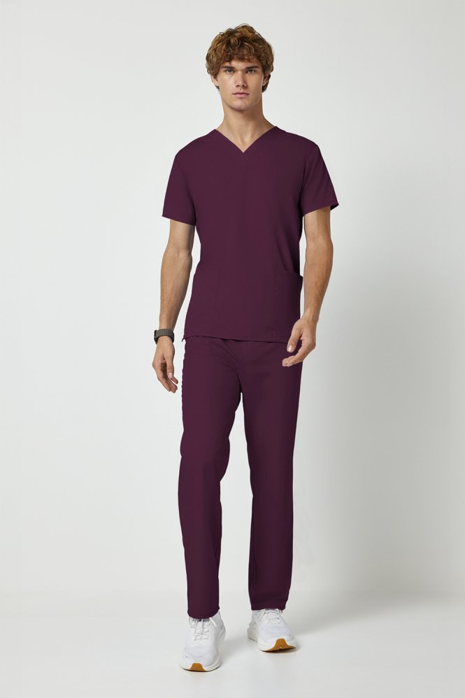 Cherokee Originals Unisex Scrub Top and Trouser Set, Wine