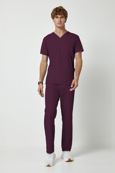 Cherokee Originals Unisex Scrub Top and Trouser Set, Wine