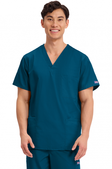 Cherokee Originals Unisex V-Neck Scrub Top, Caribbean Blue