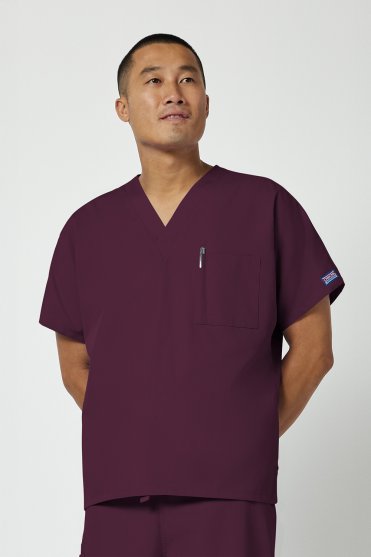 Cherokee Originals Unisex V-Neck Scrub Top, Wine