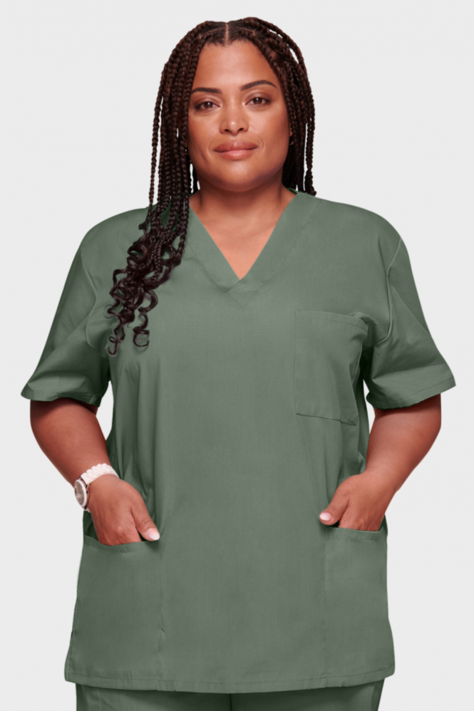 Cherokee Originals Unisex V-Neck Top, Olive