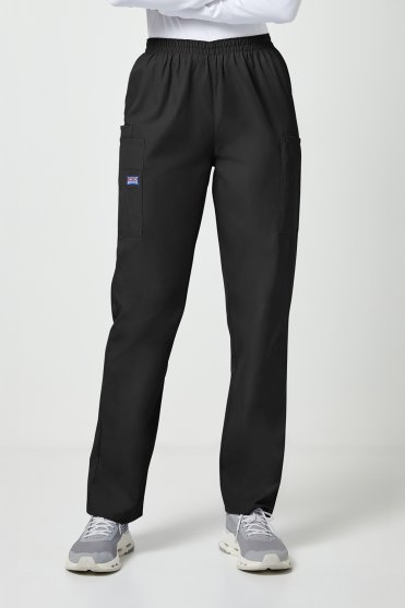 Cherokee Originals Women's Natural Rise Pull-on Cargo Trouser, Black