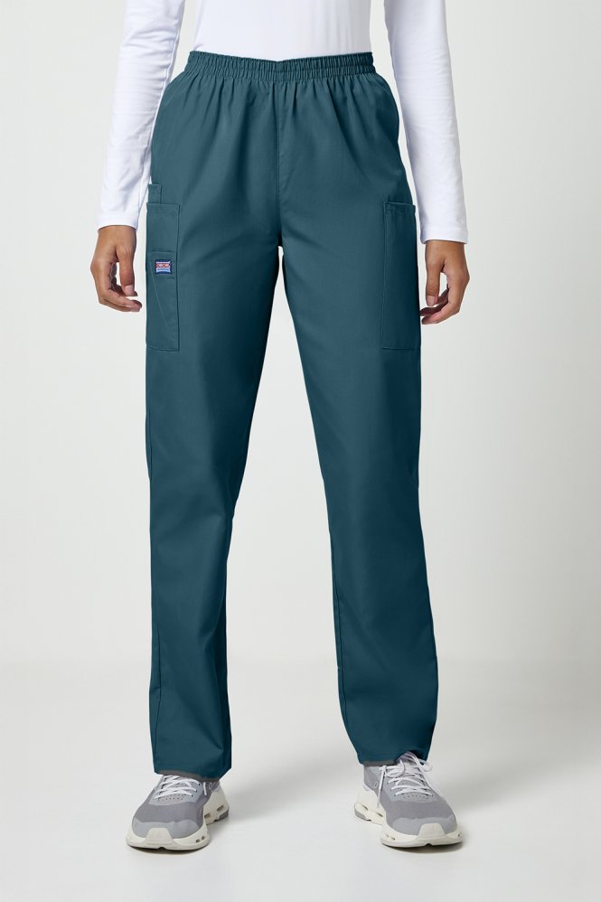 Cherokee Originals Women's Natural Rise Pull-on Cargo Trouser, Caribbean Blue