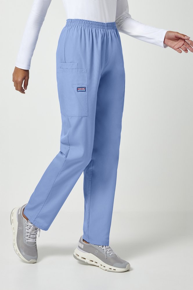 Cherokee Originals Women's Natural Rise Pull-on Cargo Trouser Ciel Blue