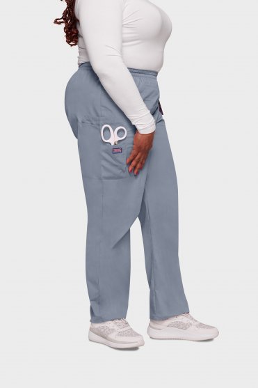 Cherokee Originals Women's Natural Rise Pull-on Cargo Trouser, Light Grey
