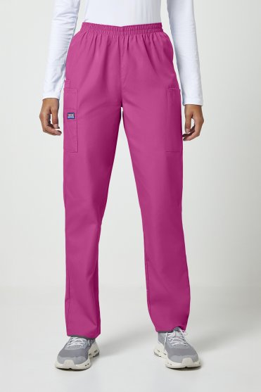 Cherokee Originals Women's Natural Rise Pull-on Cargo Trouser, Shocking Pink