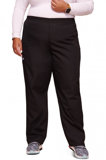 Cherokee Originals Women's Natural Rise Pull-on Cargo Trouser, Tall Length, Black