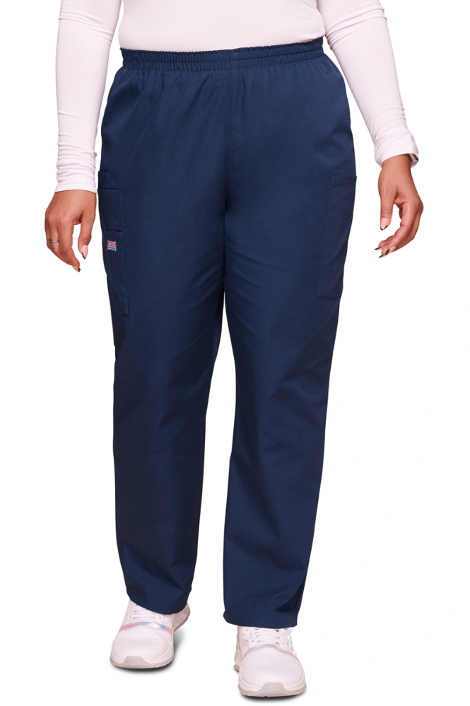 Cherokee Originals Women's Natural Rise Pull-on Cargo Trouser, Tall Length, Navy