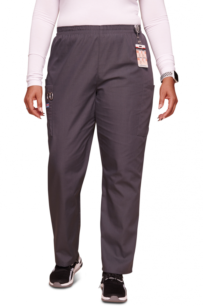 Cherokee Originals Women's Natural Rise Pull-on Cargo Trouser, Tall Length, Pewter