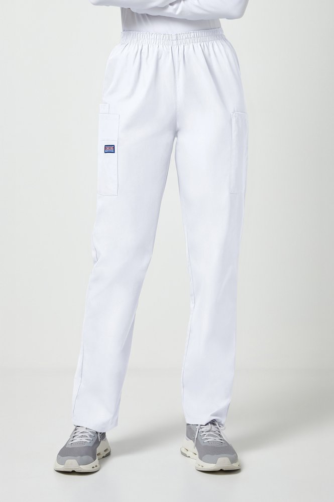 Cherokee Originals Women's Natural Rise Pull-on Cargo Trouser, White