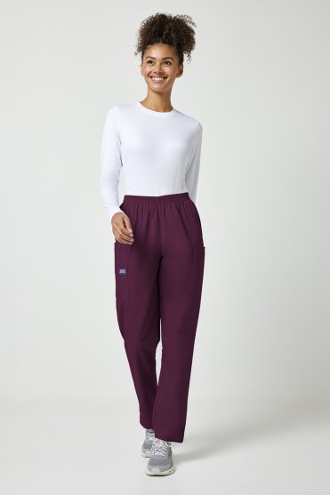 Cherokee Originals Women's Natural Rise Pull-on Cargo Trouser, Wine