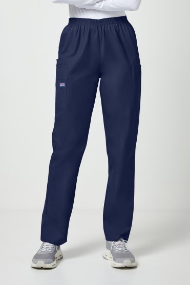 Cherokee Originals Women's Natural Rise Pull-on Scrub Cargo Trouser, Navy