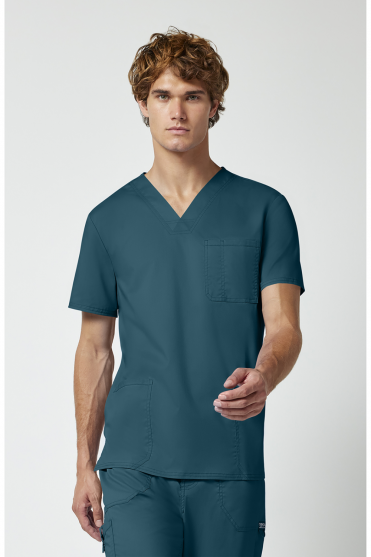 Cherokee Revolution Men's V-Neck Scrub Top, Caribbean Blue