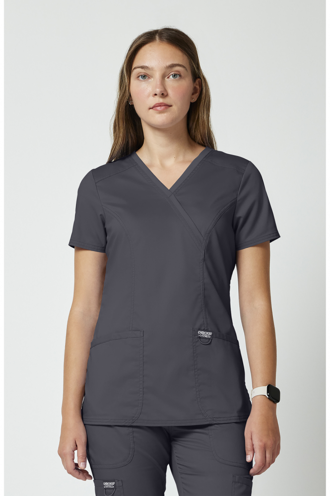 Cherokee Revolution Women's Mock Wrap Top, Pewter