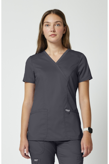 Cherokee Revolution Women's Mock Wrap Top, Pewter